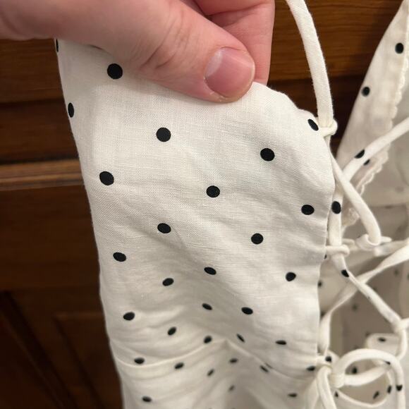 Zara White Polka Dot Dress V Neck Backless High Waist Sleeveless sz M NWT's - Picture 9 of 16